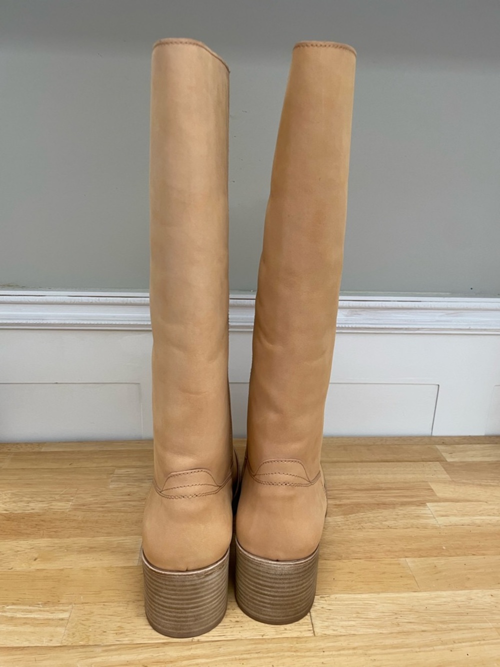 NIB Jeffrey Campbell Reflect Riding Boot 8.5 tan small calf nubuck leather heel - Picture 4 of 7